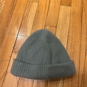 Green white and Warren cashmere beanie hat
